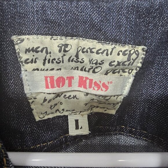 Hot Kiss Blue Denim Aztec Tapestry Jean Jacket Bohemian Southwestern Cropped L - Picture 9 of 11